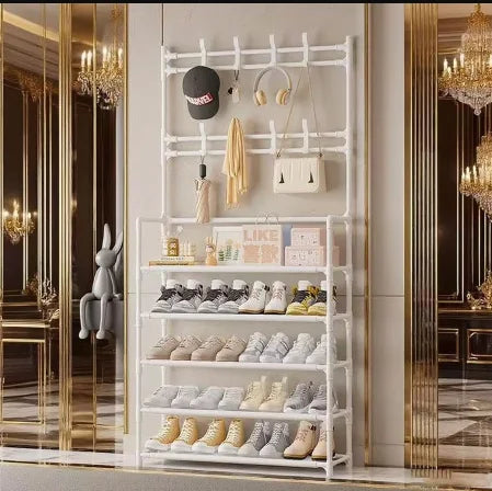 Includes 8 double-hook stainless steel combination racks,suitable for bedrooms, corridors, bathrooms, hat racks, and shoe racks.