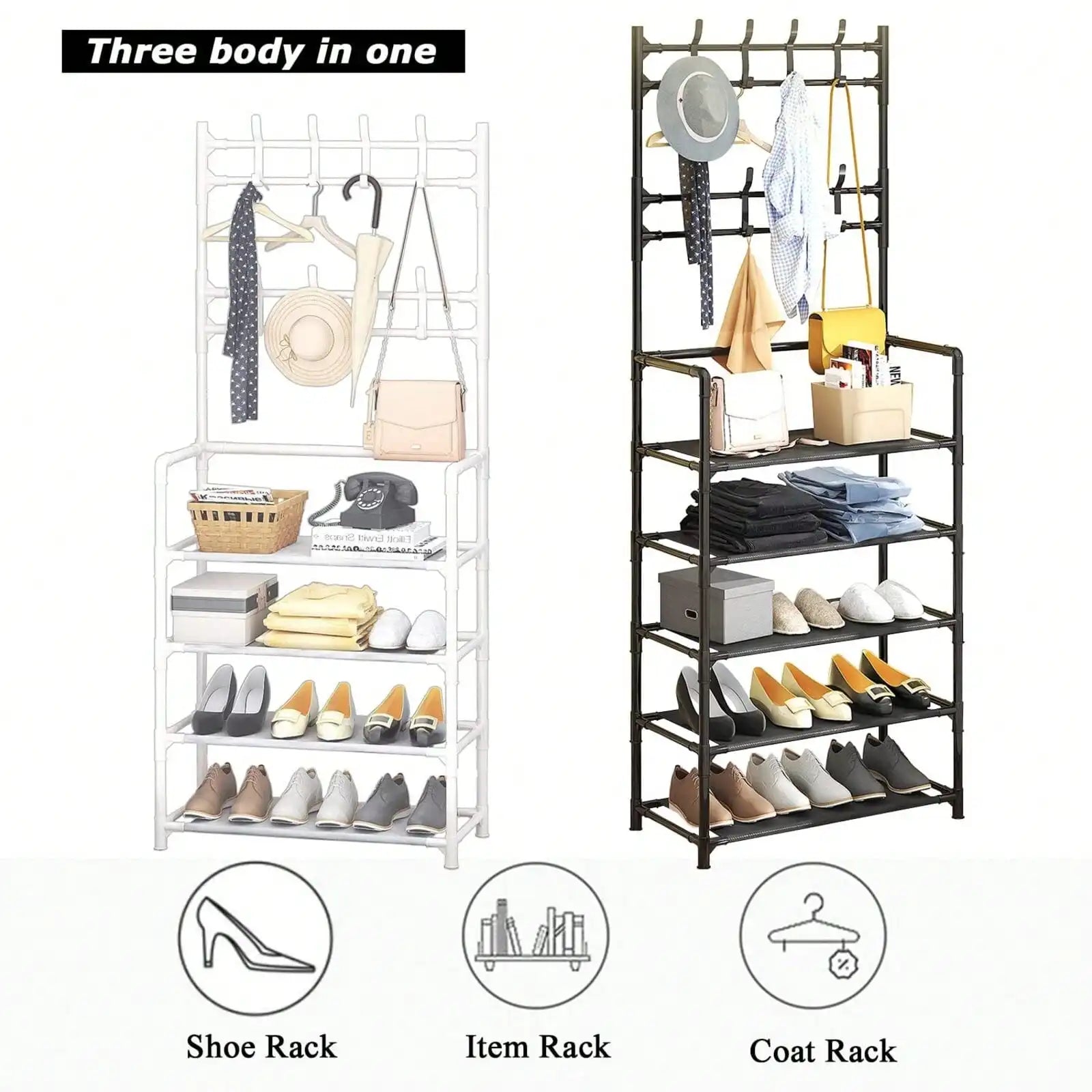 Includes 8 double-hook stainless steel combination racks,suitable for bedrooms, corridors, bathrooms, hat racks, and shoe racks.
