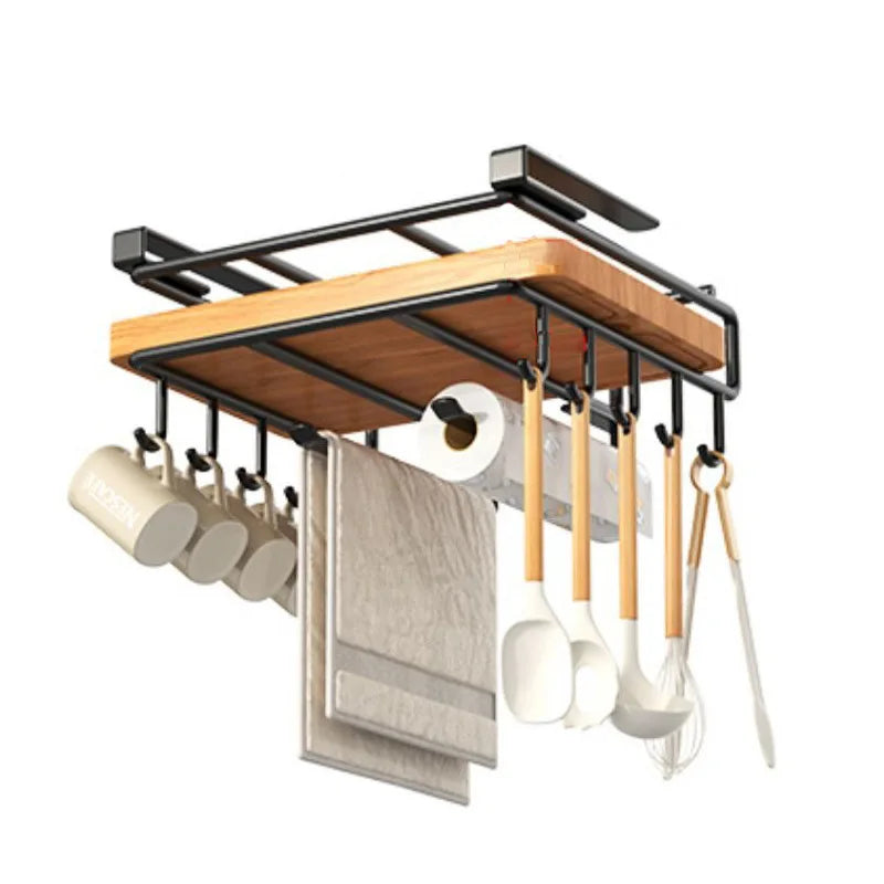 Kitchen Hanging Organizer with Hooks for Hanging Pots and Pans Tidy and Convenient, Kitchen Paper Towel Holder, Pot Lid Holder