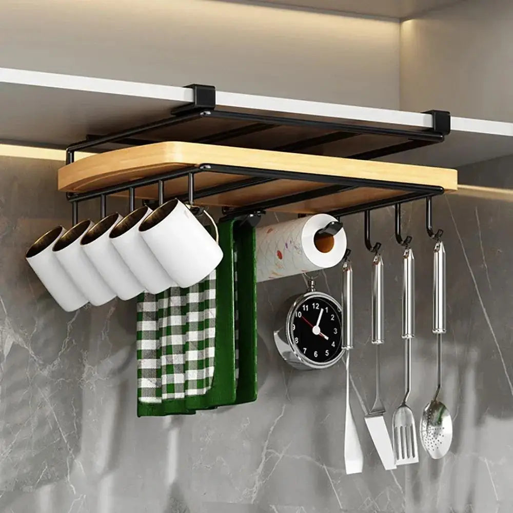 Kitchen Hanging Organizer with Hooks for Hanging Pots and Pans Tidy and Convenient, Kitchen Paper Towel Holder, Pot Lid Holder
