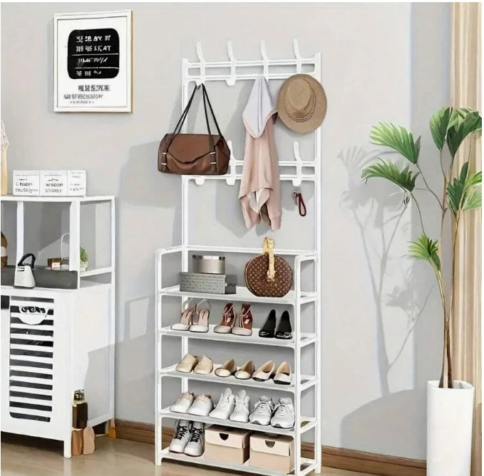 Includes 8 double-hook stainless steel combination racks,suitable for bedrooms, corridors, bathrooms, hat racks, and shoe racks.