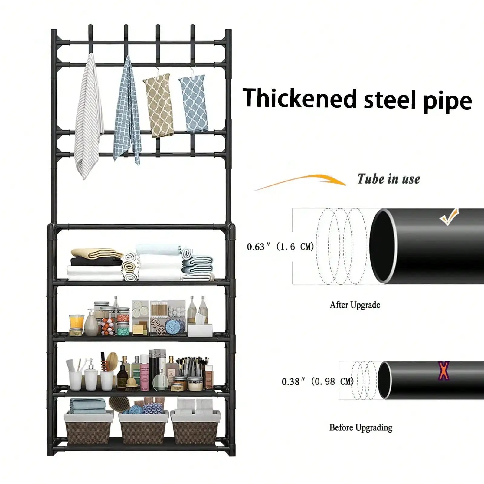 Includes 8 double-hook stainless steel combination racks,suitable for bedrooms, corridors, bathrooms, hat racks, and shoe racks.