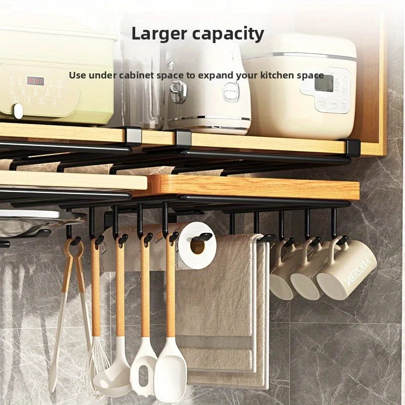 Kitchen Hanging Organizer with Hooks for Hanging Pots and Pans Tidy and Convenient, Kitchen Paper Towel Holder, Pot Lid Holder