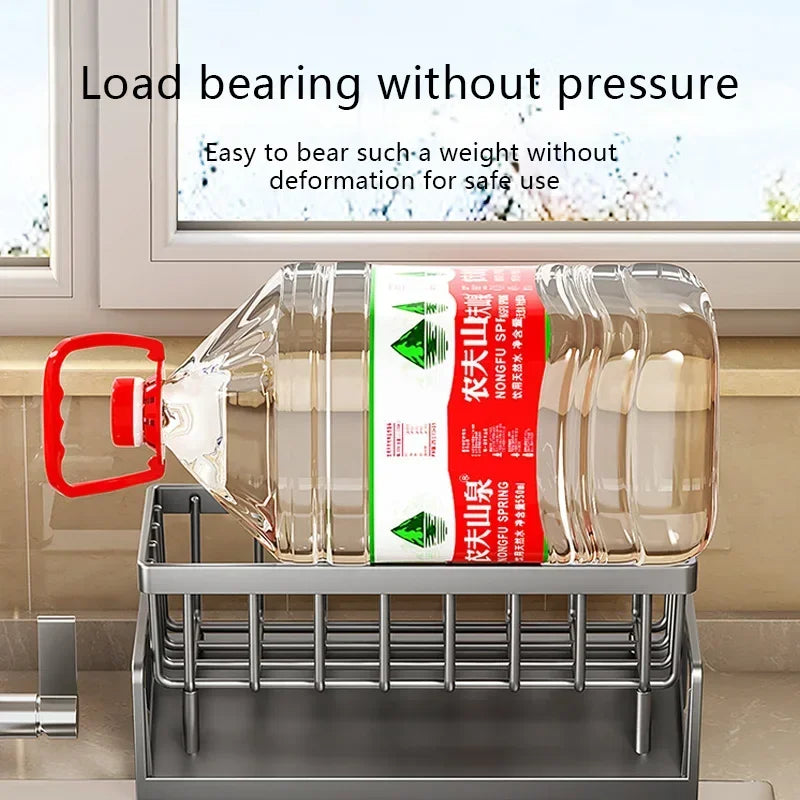 New Kitchen Sponge Rack Drain Water Place Dish Soap Organize Rags Multi Functional Large Capacity Countertop and Store Items