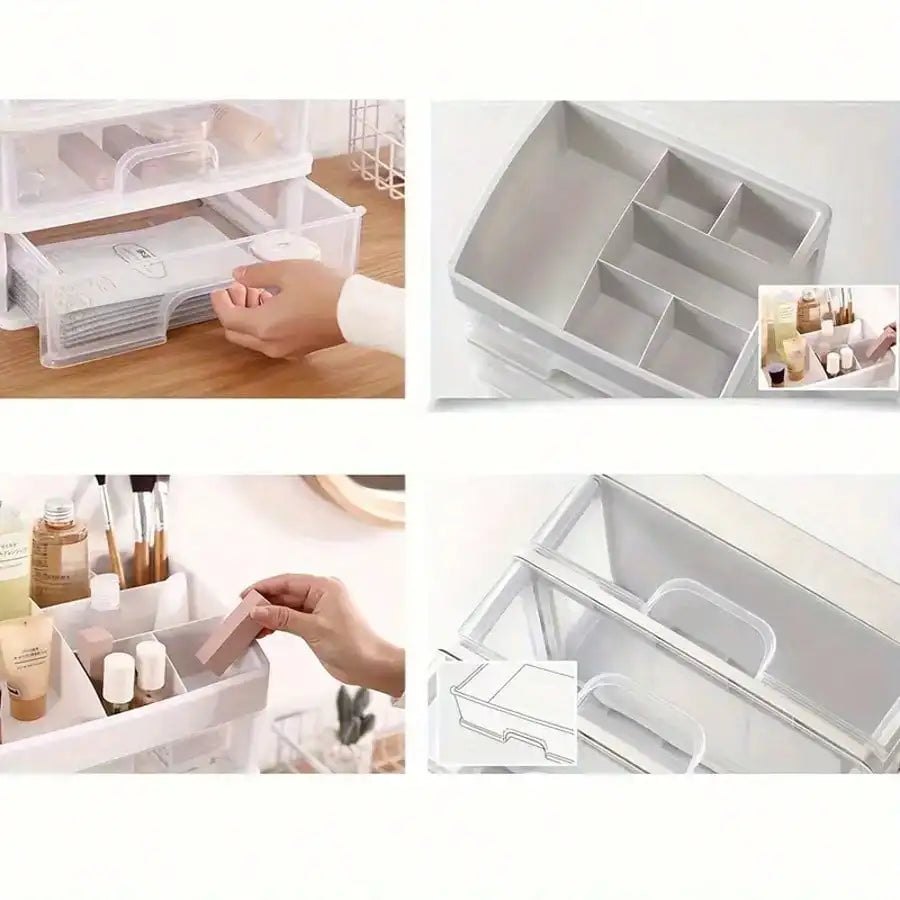 3-5 Tier Dressing Table Organizer. 2 drawers for skincare, makeup, nail polishes—fits vanities/bathrooms/bedrooms.
